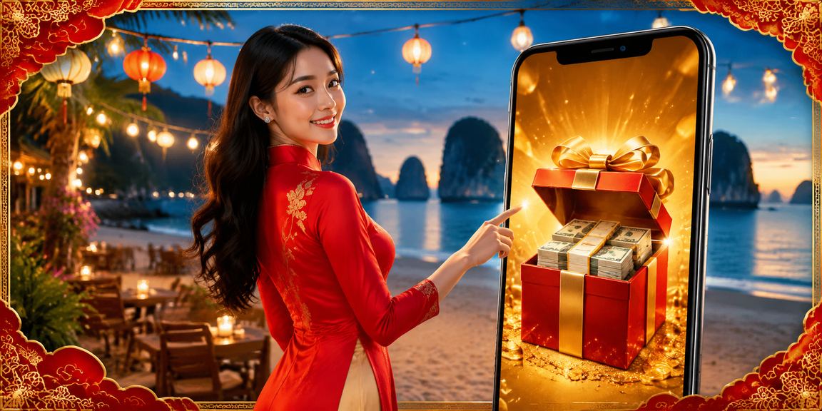Phong cảnh Vịnh Hạ Long với người dùng áo dài nhận thưởng VIP jackpot